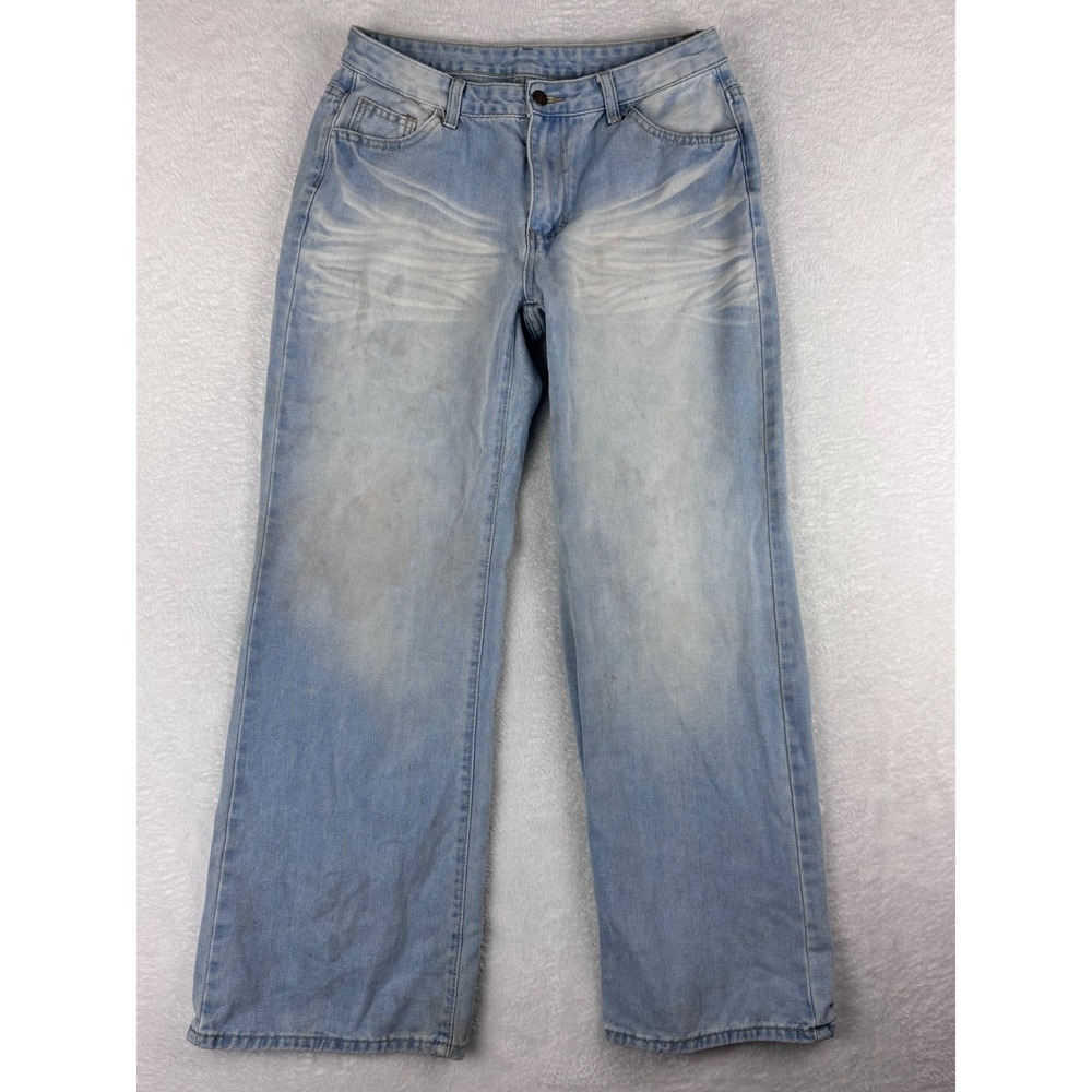 Shein Jeans Wide Leg Light Wash Denim High Rise Casual Pants Size‎ 30 READ